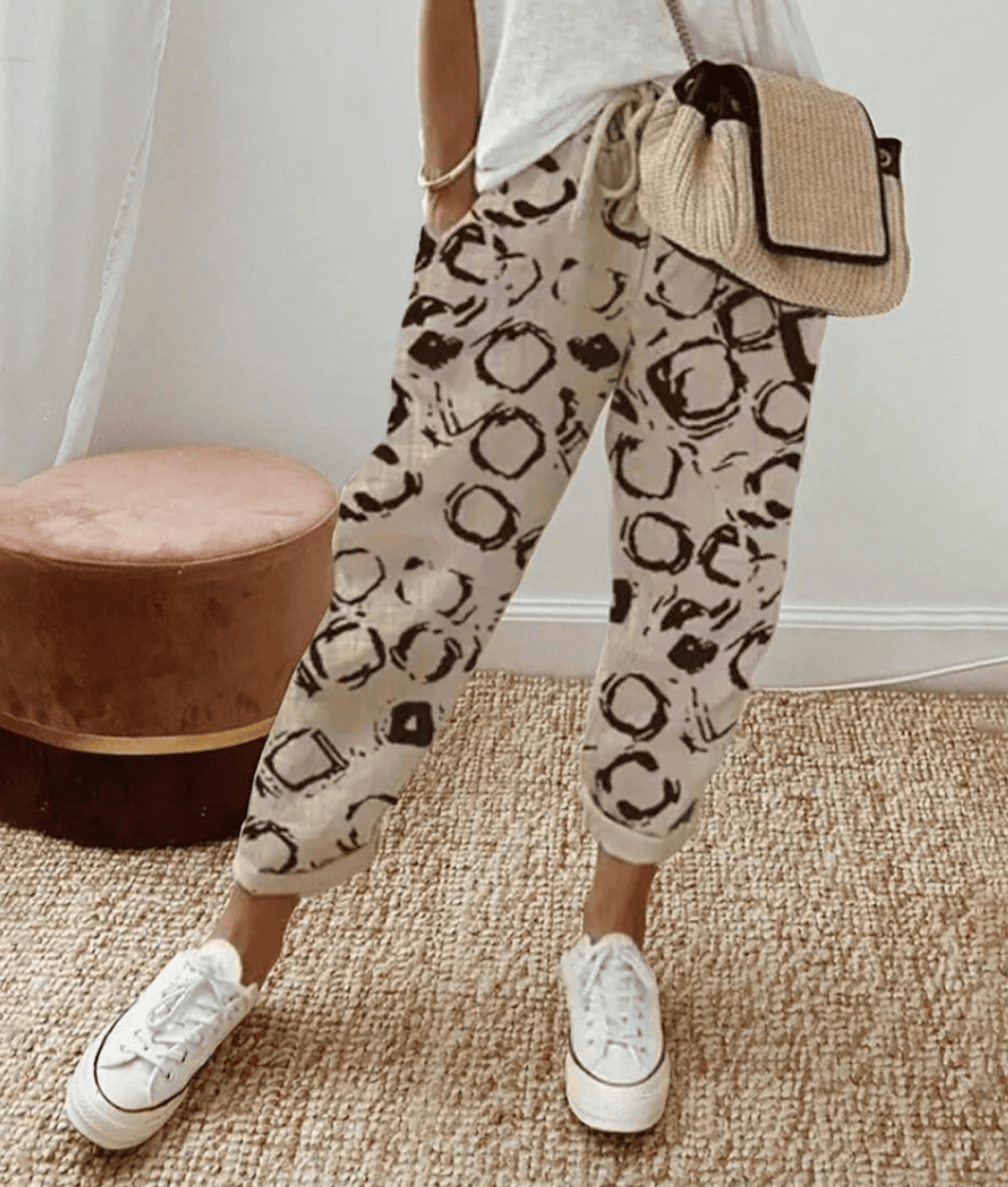 Elegante Damen Hose Baumwollleinen Beige - Norvielle