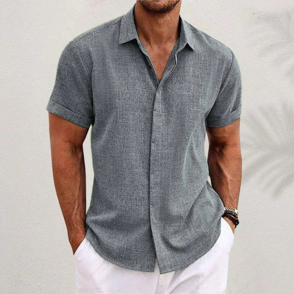 Herren Sommerhemd Baumwolle Leicht Atmungsaktiv Beige