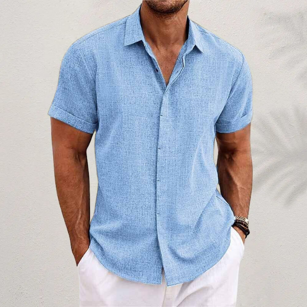 Herren Slim Fit Kurzarmhemd Slim Fit Baumwolle Weiß