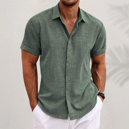 Herren Linen Kurzarmhemd