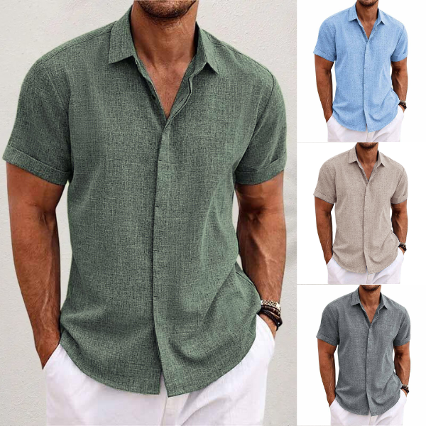 Herren Slim Fit Kurzarmhemd Slim Fit Baumwolle Weiß