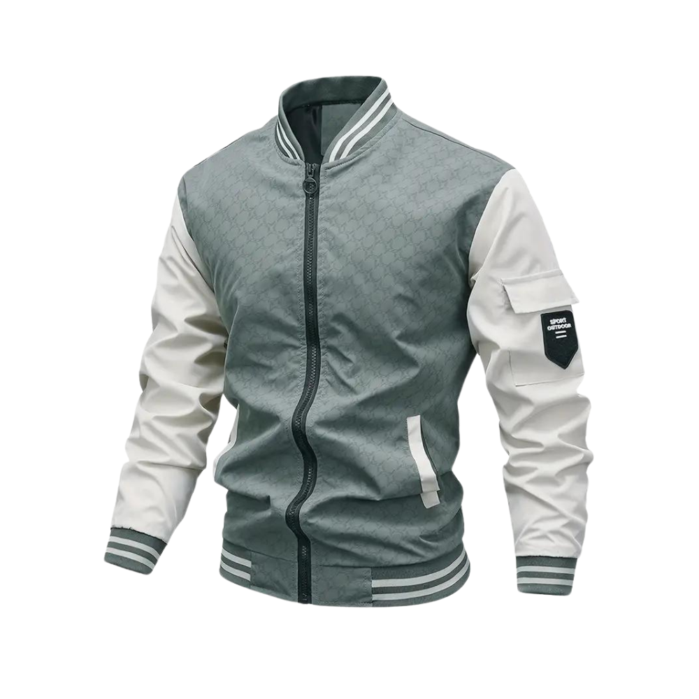 Herren Bomberjacke Zweifarbige Zip-Up Jacke Modern