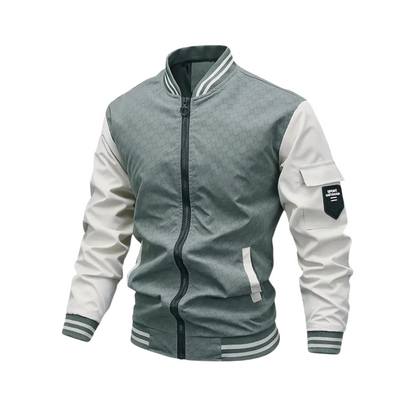 Herren Bomberjacke Zweifarbige Zip-Up Jacke Modern