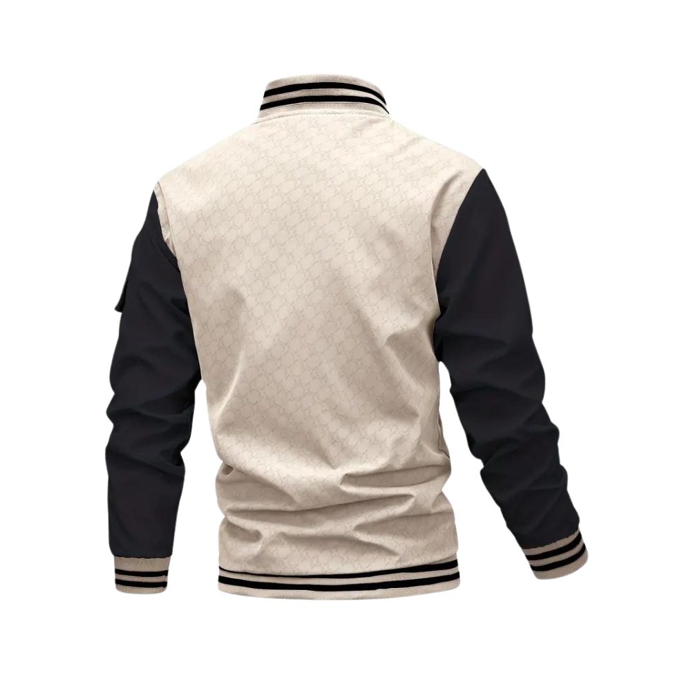Herren Bomberjacke Zweifarbige Zip-Up Jacke Modern