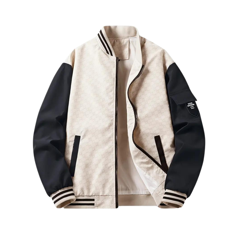 Herren Bomberjacke Zweifarbige Zip-Up Jacke Modern