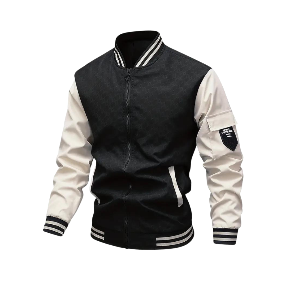 Herren Bomberjacke Zweifarbige Zip-Up Jacke Modern