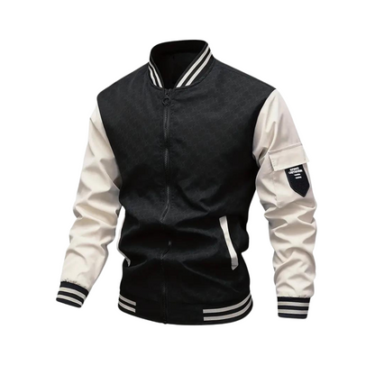 Herren Bomberjacke Zweifarbige Zip-Up Jacke Modern
