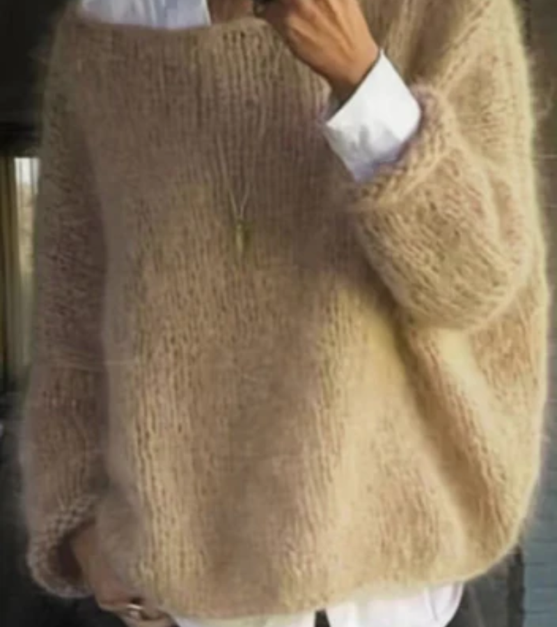 Damen Oversize Strickpullover Weich Gemütlich