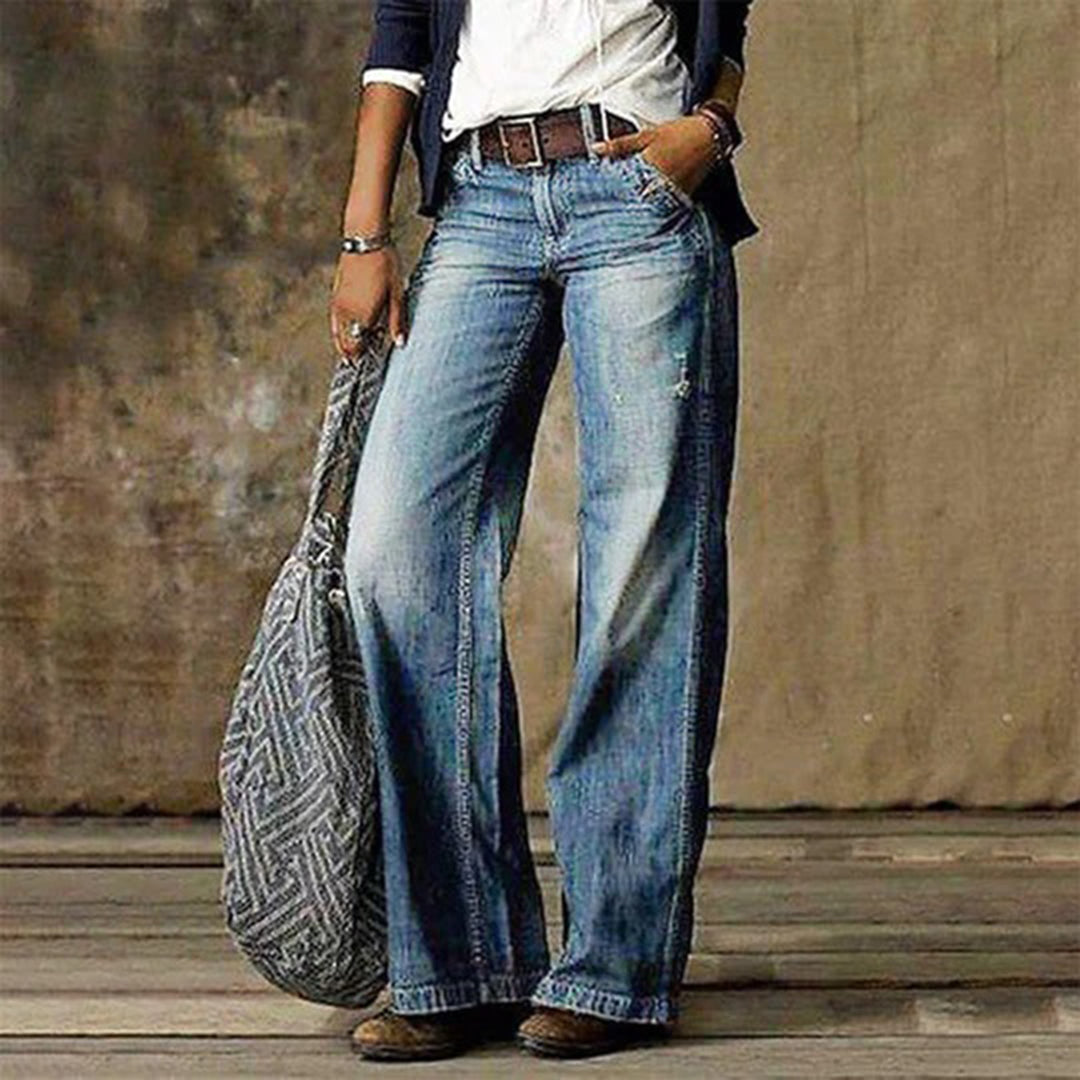 Damen Vintage-Hochbund-Jeans Weites Bein - Norvielle