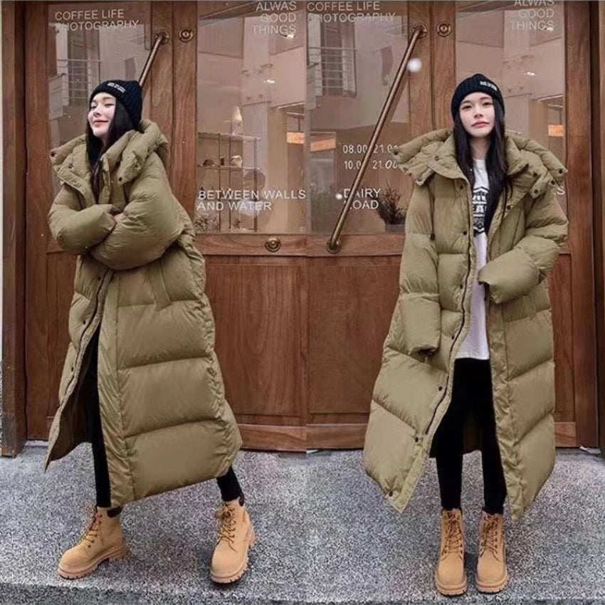 Damen Winterjacke Lang Bequem Schwarz - Norvielle