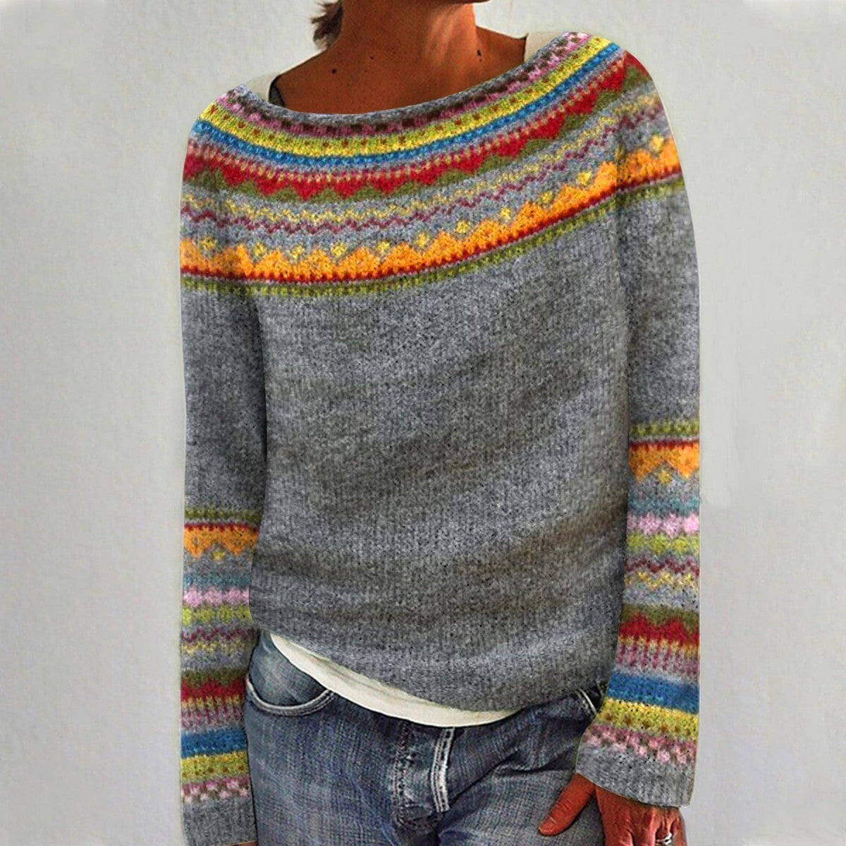 Damen Langarm Strickpullover Warm