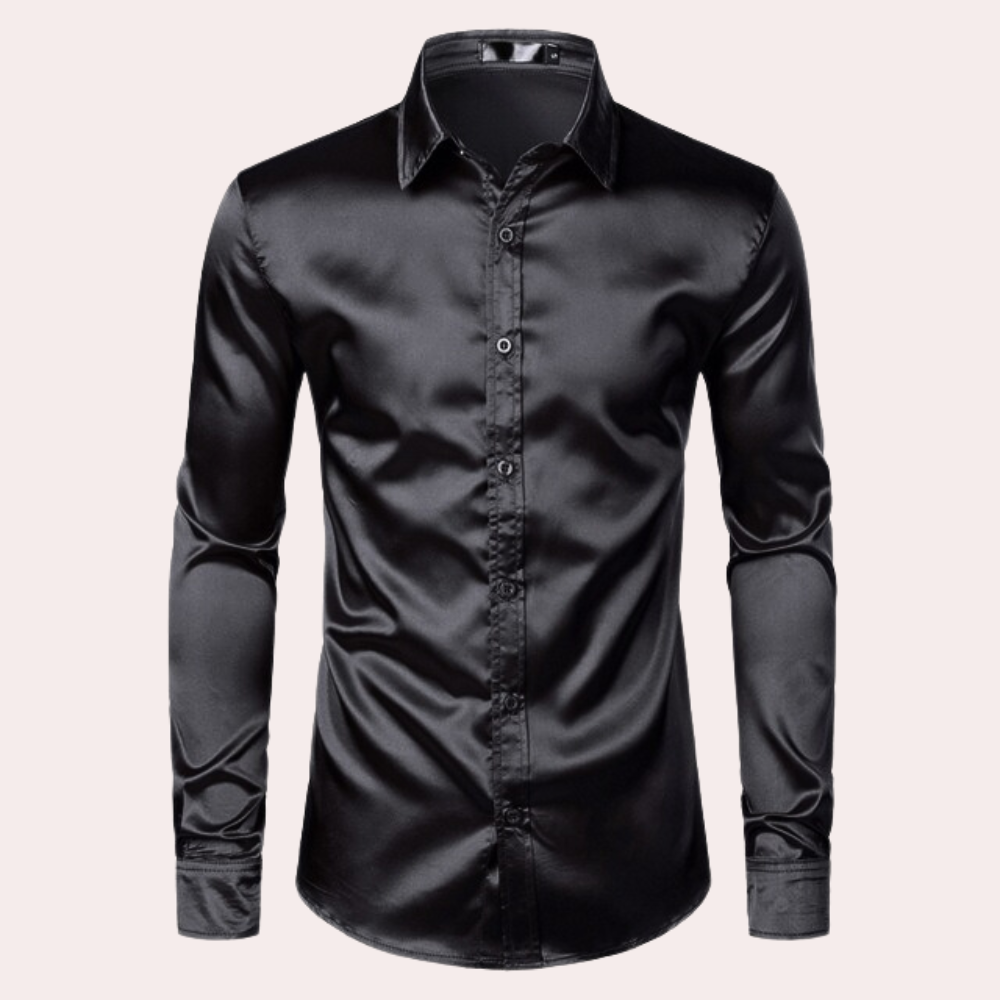 Herren Oberhemd Slim Fit Glänzend mit Knöpfen - Norvielle