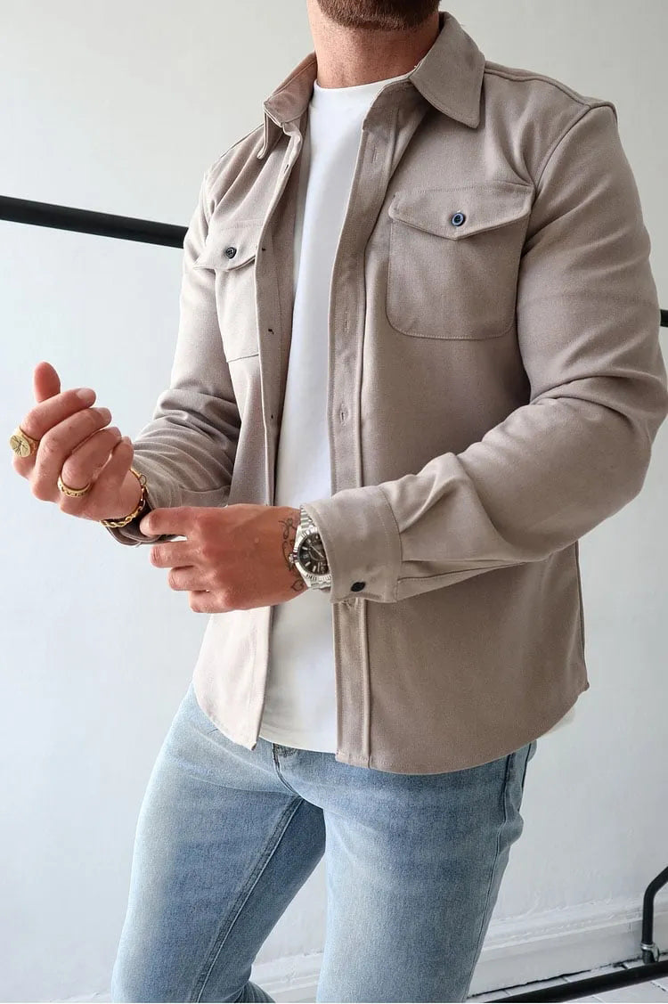 Herren Langarm Oberhemd Baumwolle Blau - Norvielle