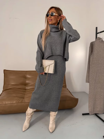 Damen Kleid Set mit Rollkragen