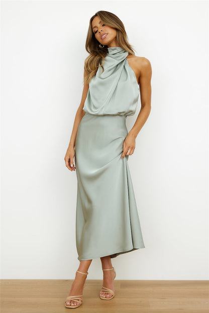 Elianna Damen Midi-Kleid Asymmetrisches Dekolleté