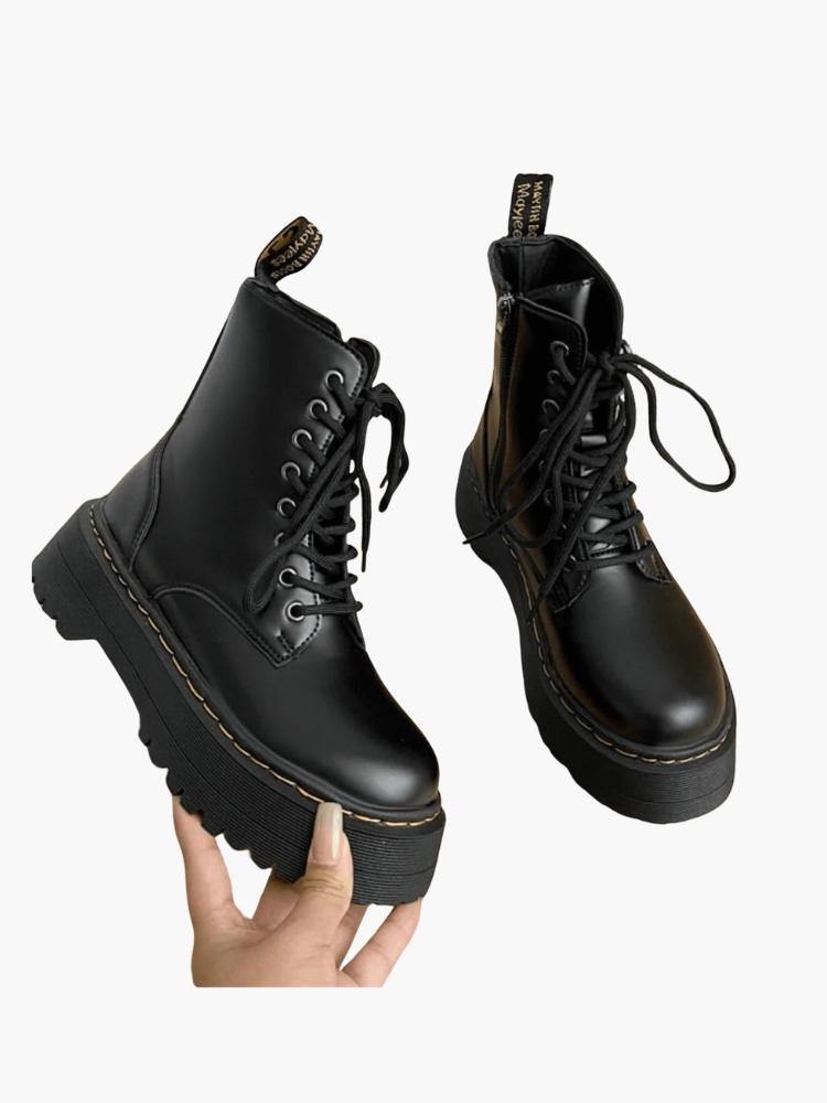 Eline Damen Plateaustiefel Leder Komfort