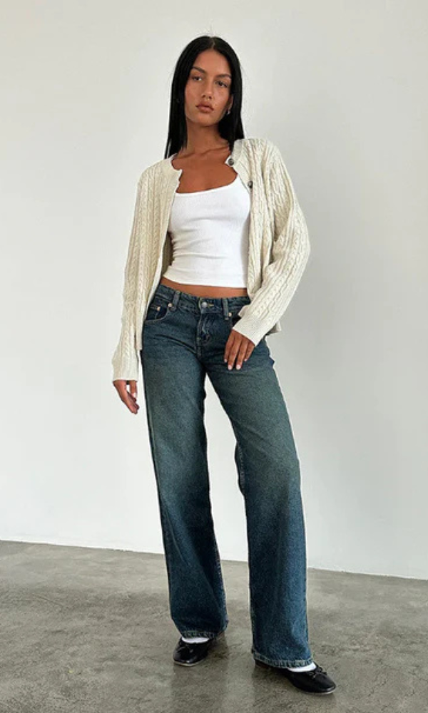 Damen Baggy Jeans Stretch Lang