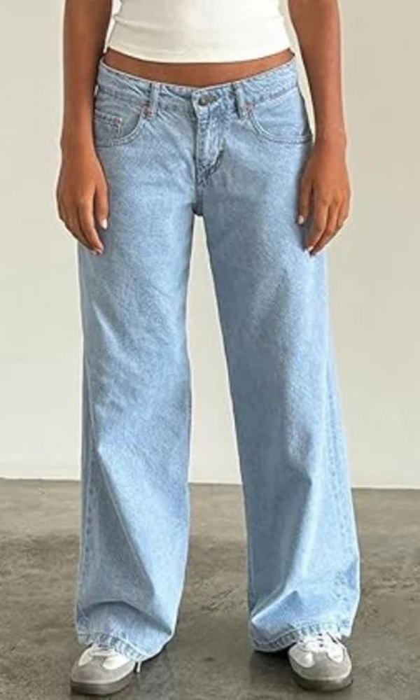 Damen Baggy Jeans Stretch Lang