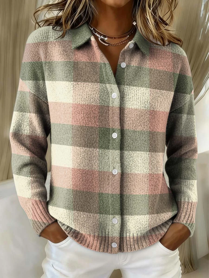 Noor Damen Karierte Strickbluse - Norvielle