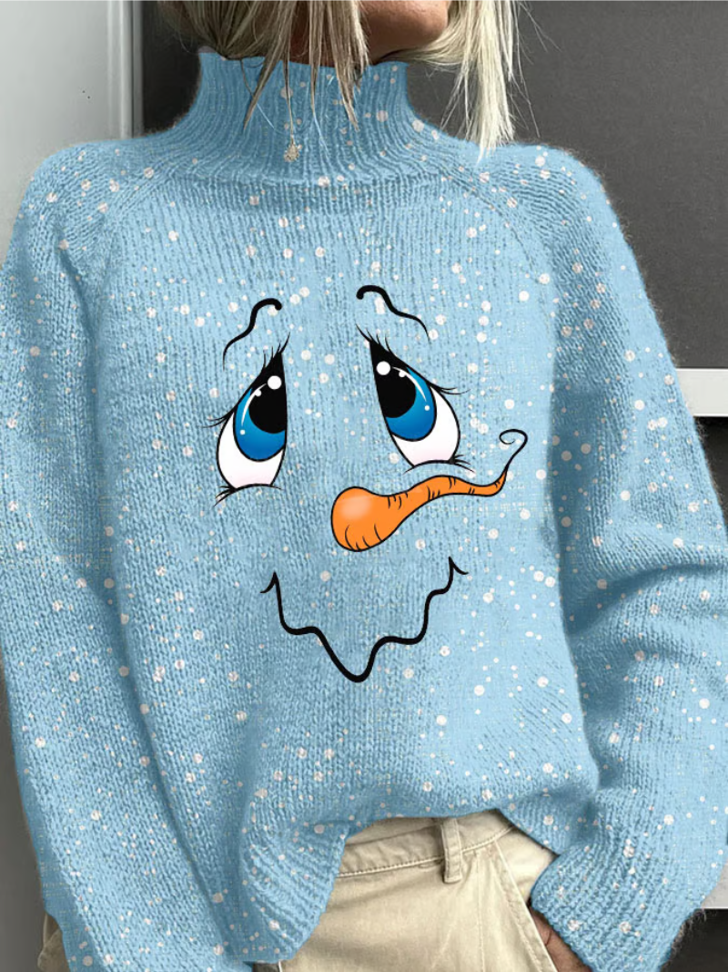 Damen Weihnachtspullover Schneemann Gesicht - Norvielle