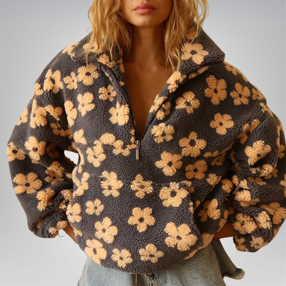 Damen Fleecejacke Varm Blumenmuster - Norvielle