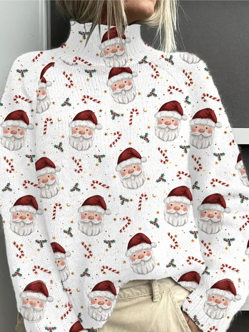 Damen Weihnachtspullover Weihnachtsmann-Print - Norvielle