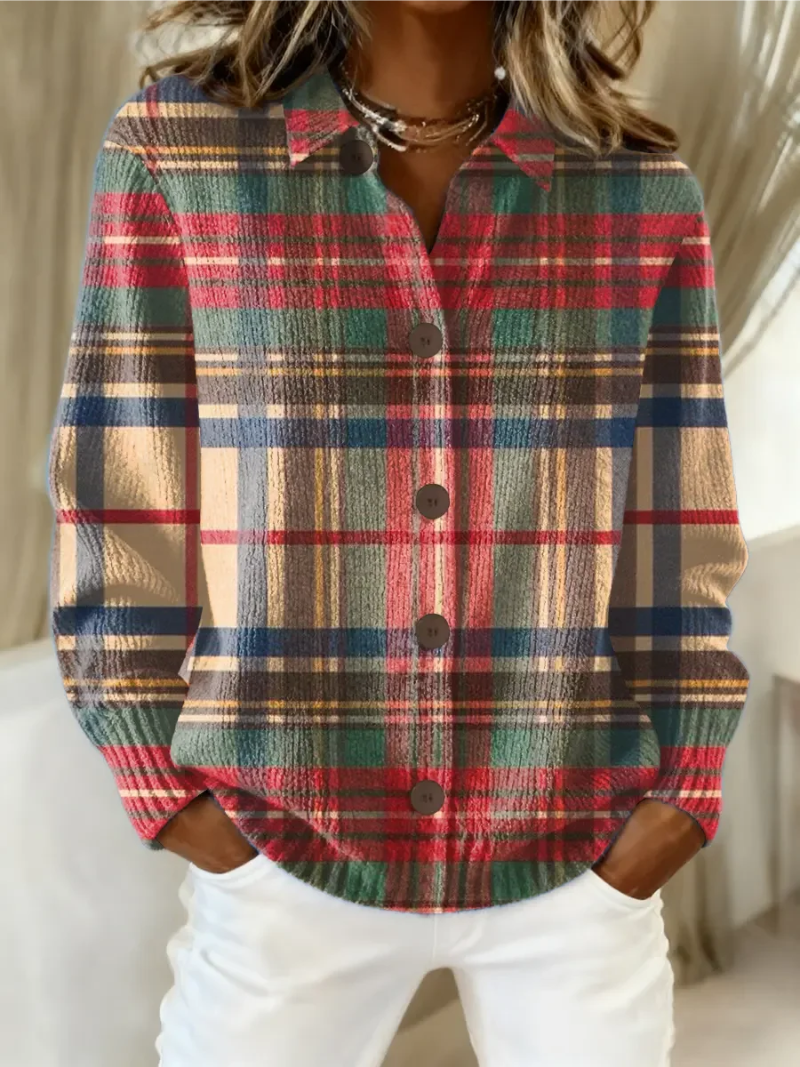 Nora Damen Strickbluse Kariert - Norvielle