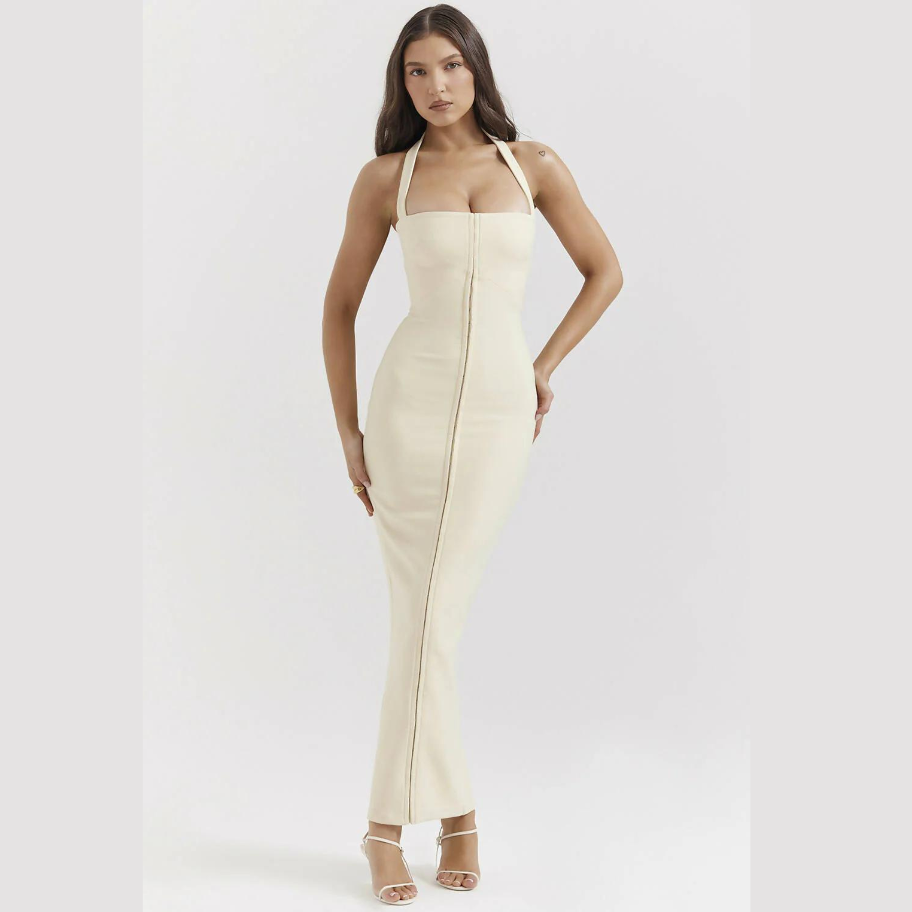 Damen Abendkleid Elegantes Maxikleid mit Halterneck und - Norvielle