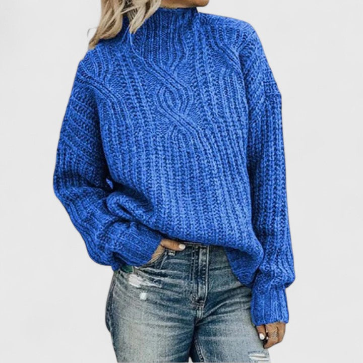 Damen Gerippter Winterpullover Langer Ärmel
