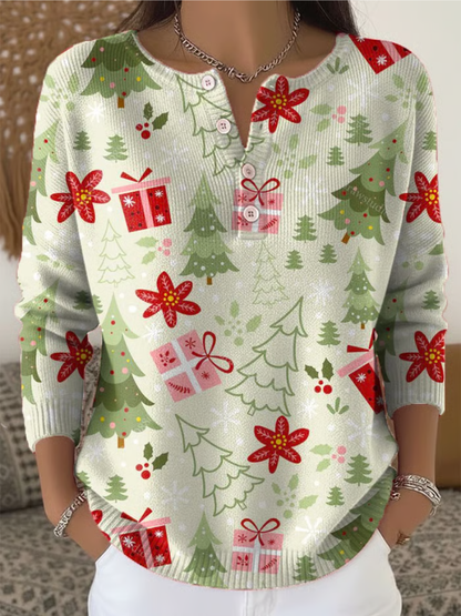 Damen Weihnachtspullover Geschenke Tannenzapfen Muster