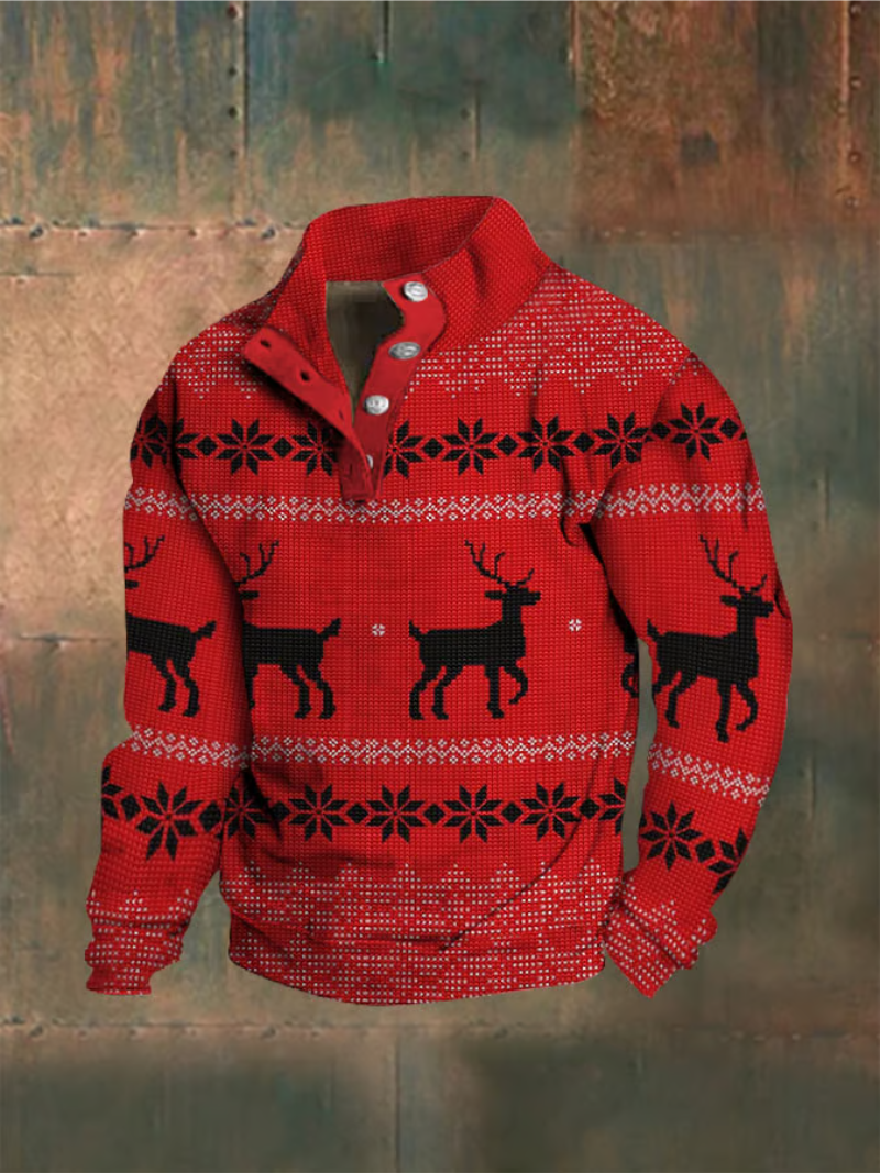Herren Weihnachtspullover Rentiermuster Rot - Norvielle