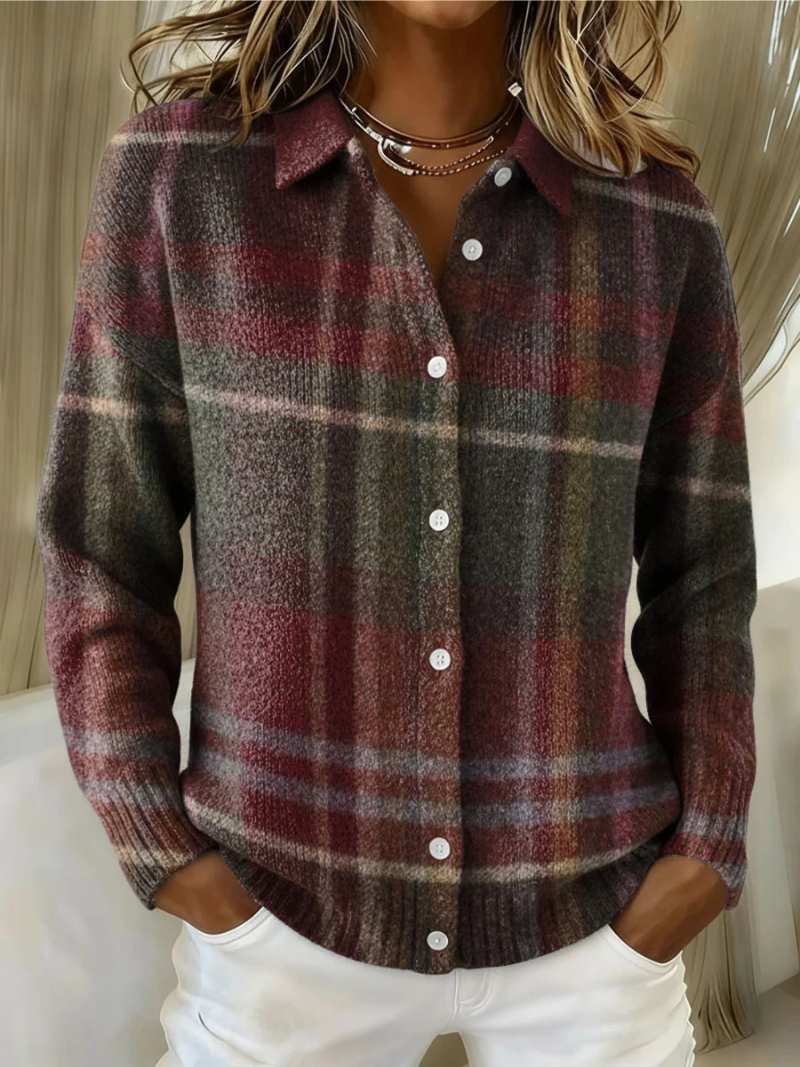Damen Karierte Strickbluse - Norvielle