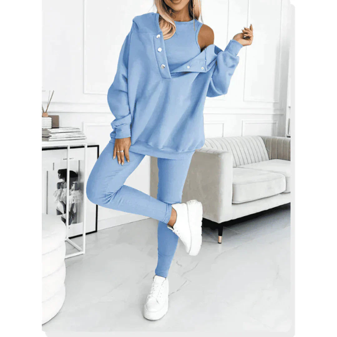 Damen Off-Shoulder Sweatshirt Leggings Set - Norvielle