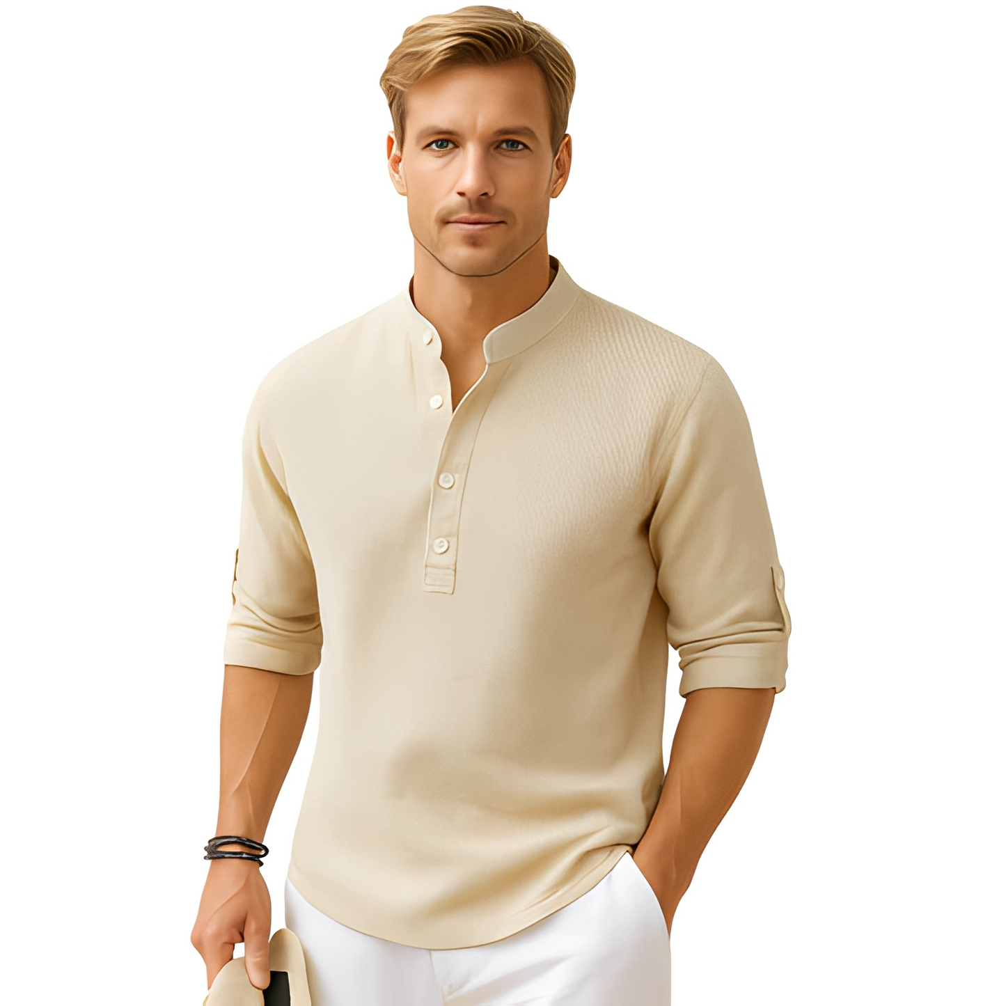 Perino Herren Sommerhemd Elegant Baumwolle Weiß - Norvielle