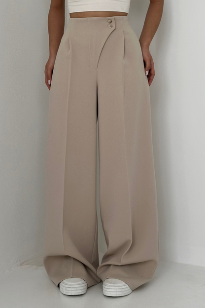 Damen Baggyhose Hochtailliert Weitbein