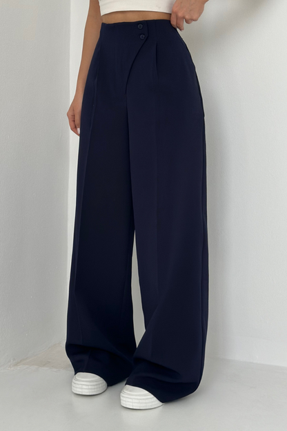 Damen Hochtaillenhose Baggy Weitbein