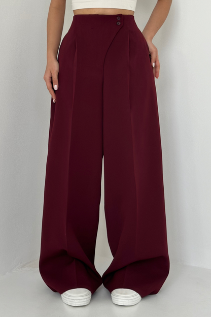 Damen Hochtaillenhose Baggy Weitbein