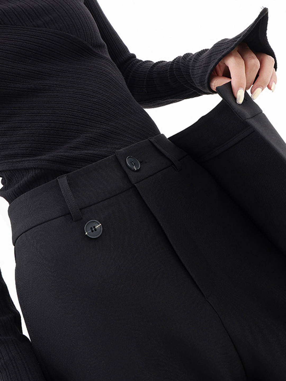 Damen Highwaist-Hosen Weite Bein Baumwolle