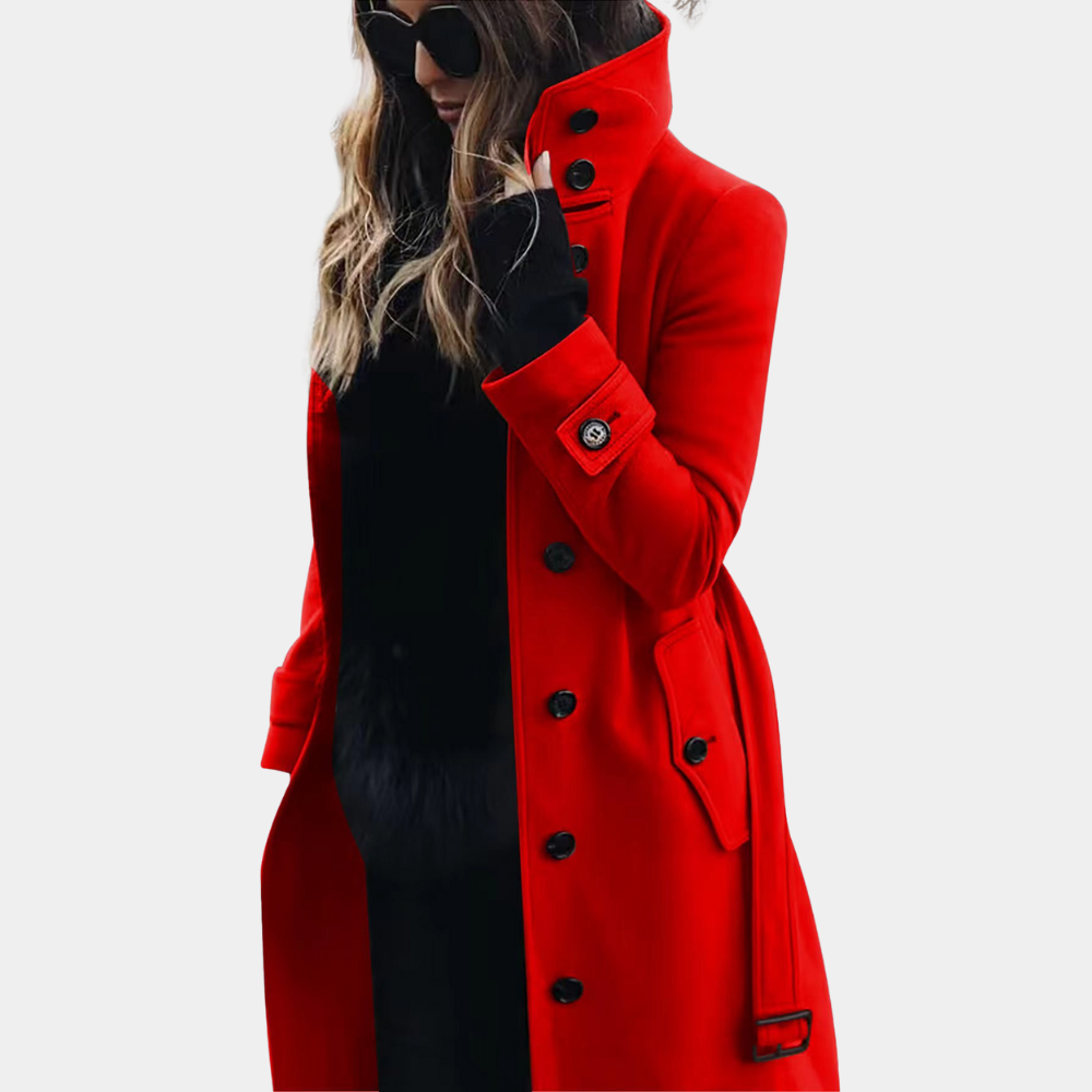 Damen Trenchcoat Lang Leder Braun - Norvielle