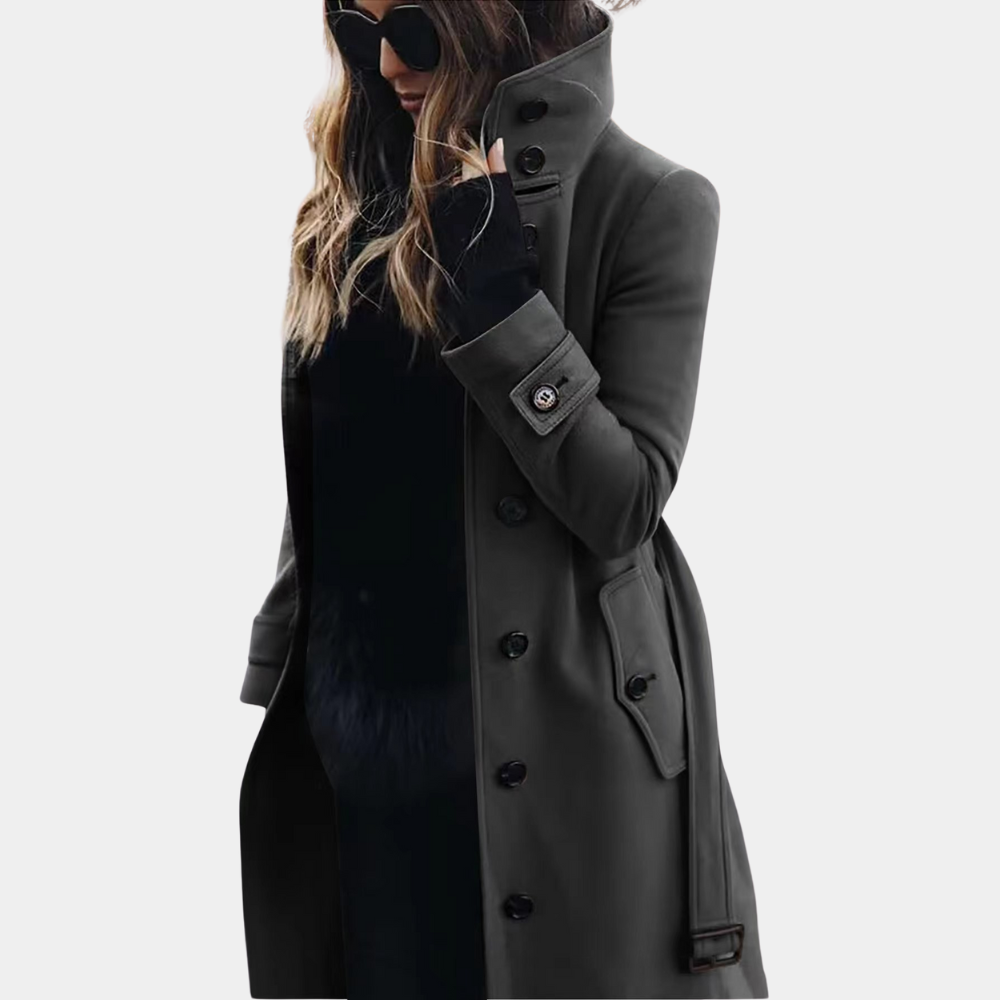 Damen Trenchcoat Lang Leder