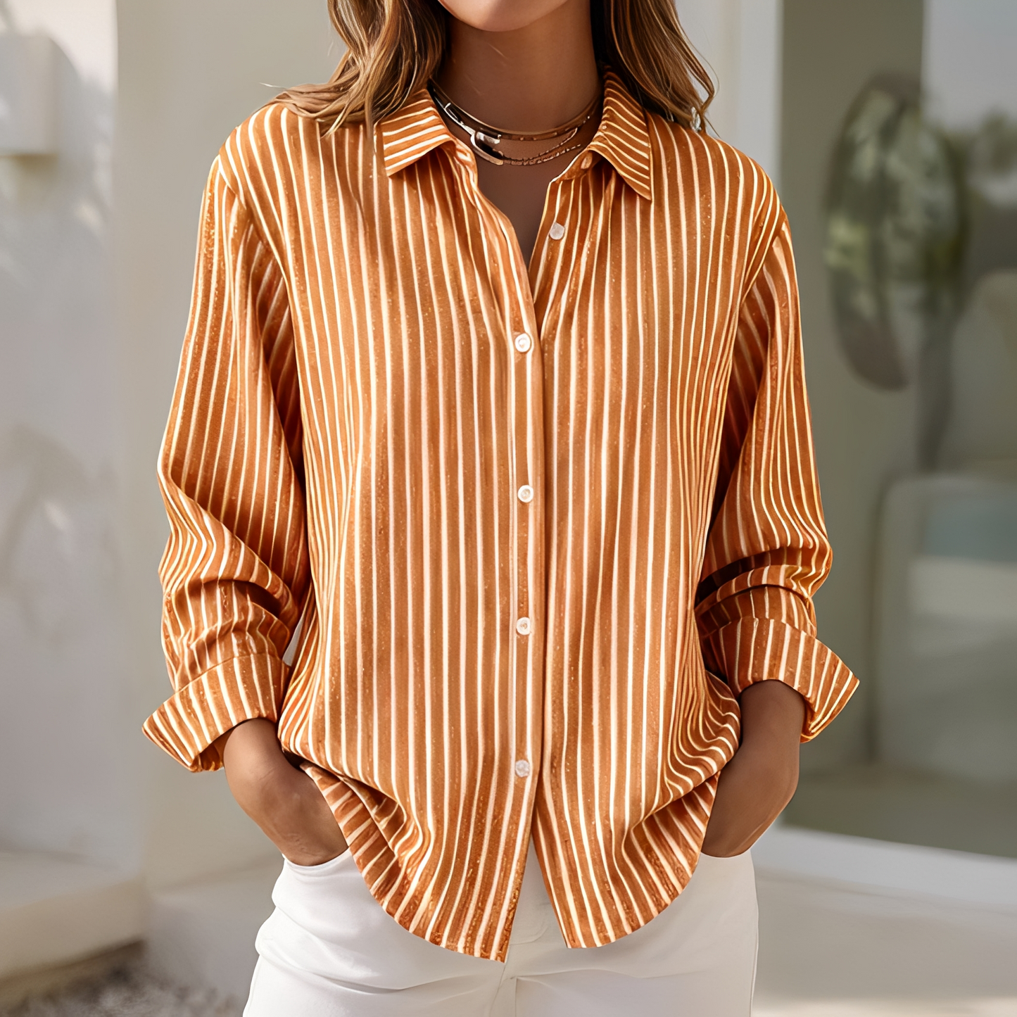 Damen Sommerbluse Streifen Leicht