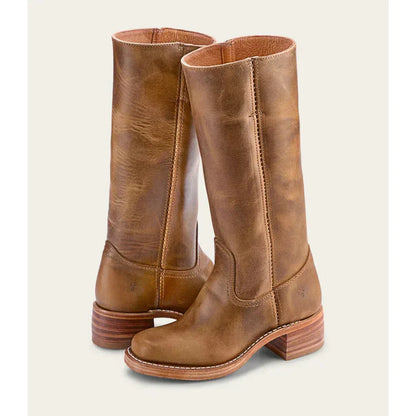 Lulu Damen Stiefel Eckige Spitze Hoher Schaft Stabiler Absatz - Norvielle