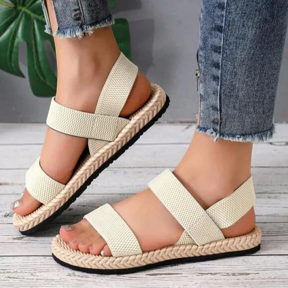 Norvielle Damen Sandalen Gewebt Beige