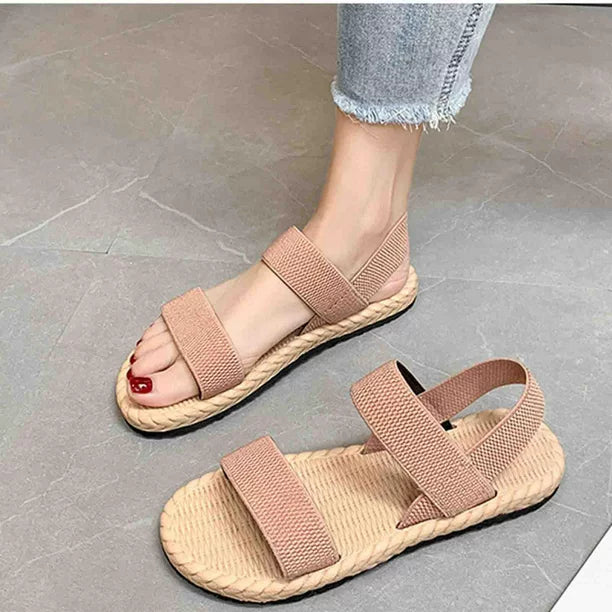 Norvielle Damen Sandalen Gewebt Beige