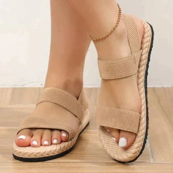 Norvielle Damen Sandalen Gewebt Beige