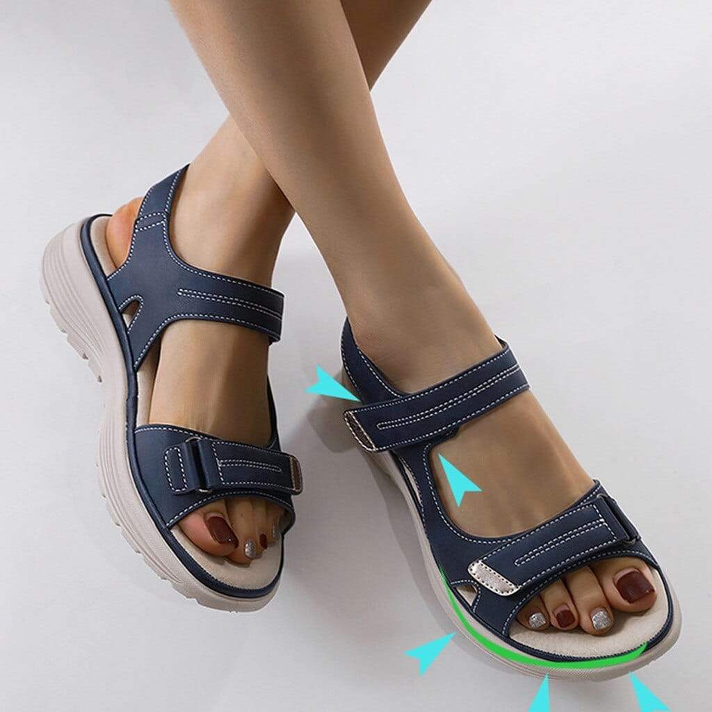 Norvielle Damen Sandalen Zeitloses Design Leder Beige - Norvielle