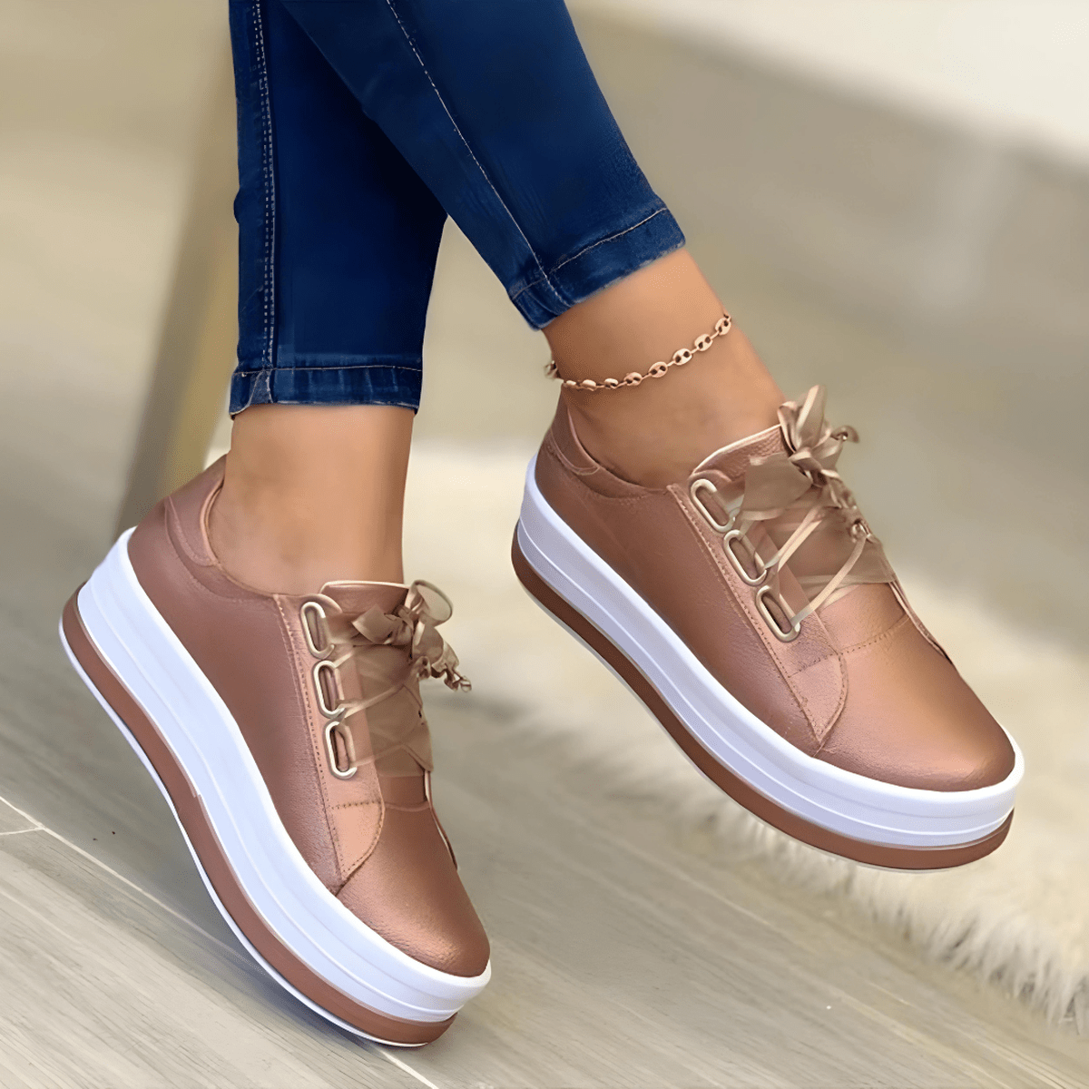 Damen Modische Freizeit-Schnürschuhe Elke