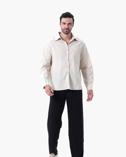 Herren Leinen-Anzug Lange Ärmel 2-teilig Beige