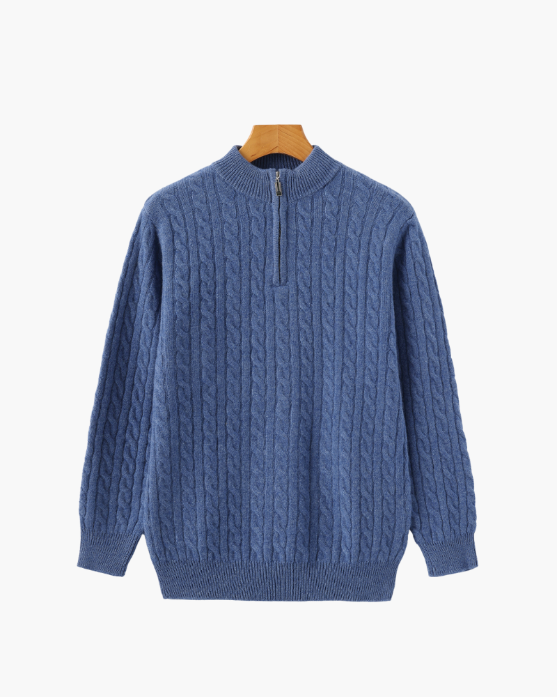 Damen Zopfmuster Pullover & Wildleder Loafer 2-teiliges Outfit