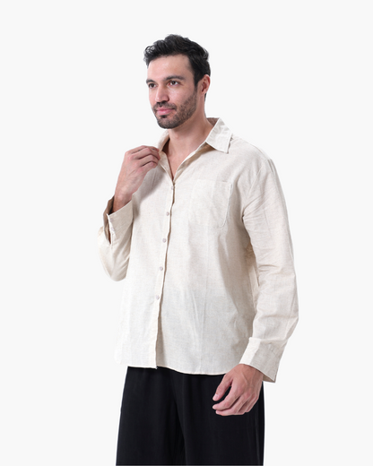 Herren Leinen-Anzug Lange Ärmel 2-teilig Beige